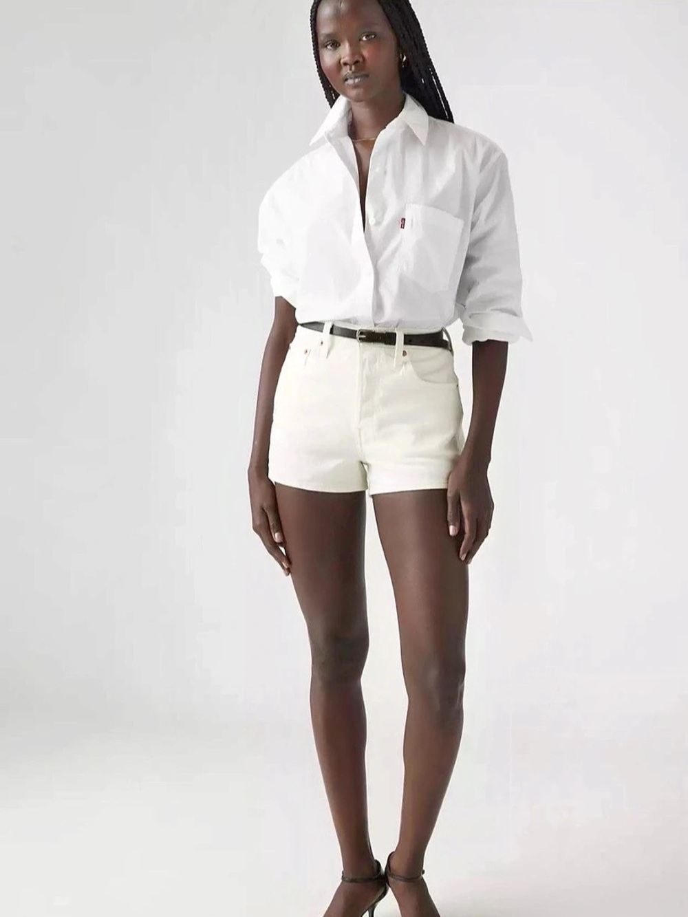 NWT Levi's Premium 501 Original Fit High Rise White Denim Shorts Women's Size 27